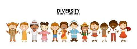 Diversity of races over white   background vector illustration Stock Illustration