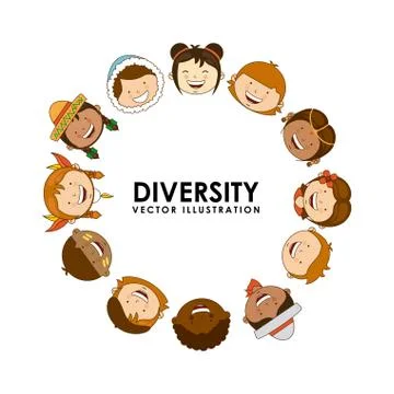 Diversity of races over white  background vector illustration Stock Illustration