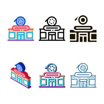Diversity record shop icon vector outline Stock Illustration