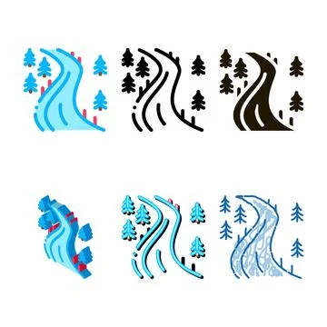 Diversity ski track icon vector outline Stock Illustration