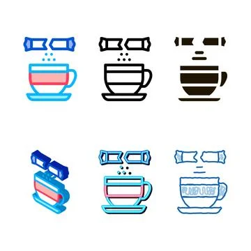 Diversity sprinkle sugar in cup of tea icon vector outline Stockillustratie