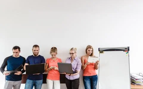 Diversity students learning using technology Stock Photos