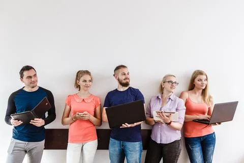 Diversity students learning using technology Stock Photos