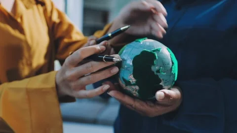 Diversity team brainstorming discussion focused on ESG (environment,social,.. Stock Footage 293922202