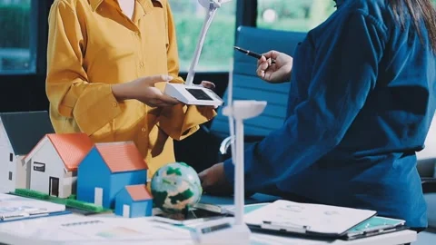 Diversity team brainstorming discussion focused on ESG (environment,social,.. Stock Footage 293922400