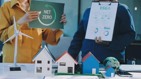 Diversity team brainstorming discussion focused on ESG (environment,social,.. Stock Footage 293922436