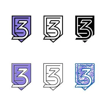Diversity three number color icon vector Stock Illustration