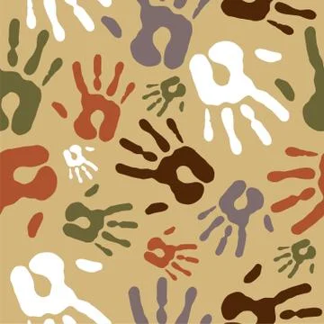 Diversity vintage hand prints pattern Stock Illustration