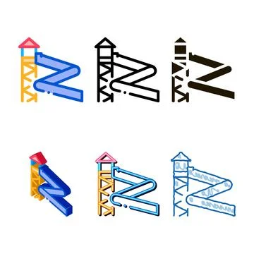 Diversity water slide icon vector outline Stock Illustration