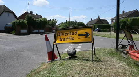 Diverted traffic sign in rural setting Stock Footage 51690183