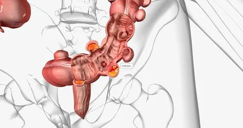 Diverticulosis occurs when small, bulging pouches develop in your digestive.. Stockillustratie