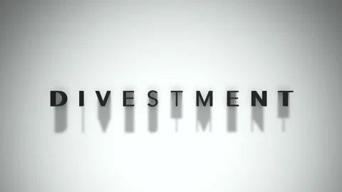 Divestment 3D title animation matte black text on a white background Stock Footage 300716622