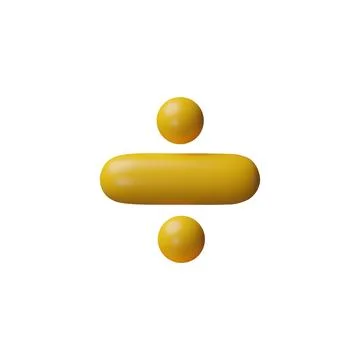 Divide Math operation 3D plastic style vector icon, mathematic yellow symbol Stock Illustration