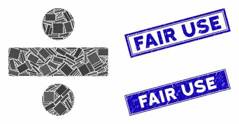 Divide Math Operation Mosaic and Scratched Rectangle Fair Use Stamps Stockillustratie
