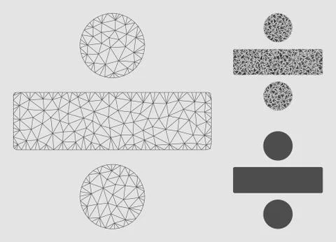 Divide Math Operation Vector Mesh 2D Model and Triangle Mosaic Icon Illustrazione stock