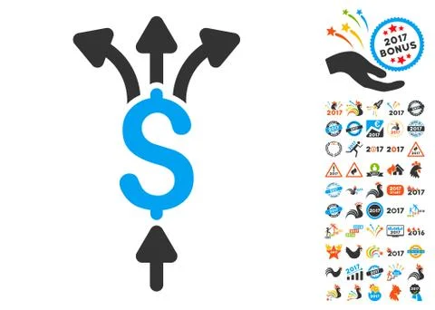 Divide Payments Icon With 2017 Year Bonus Symbols Illustrazione stock