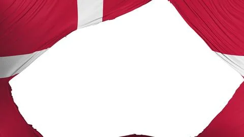 Divided Denmark flag, white background, 3d rendering Stock Illustration