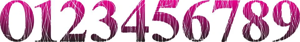 Divided digits set. Vector gradient arabic numerals. Stock Illustration