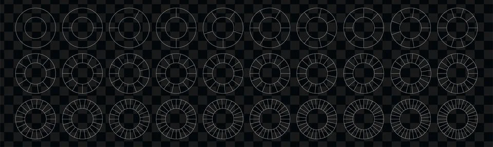 Divided geometric circles. Segment slice set. Simple geometry. Diagram with s Illustrazione stock