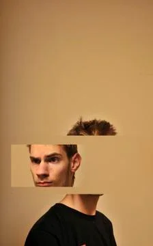 Divided head of a young man Stock Photos