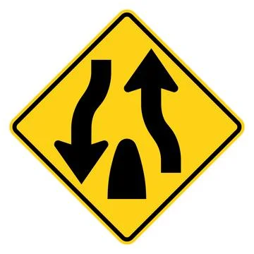 Divided highway ends sign, W6-2, US road sign Stock Illustration