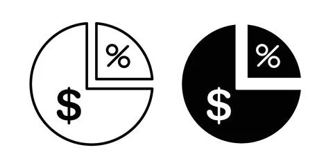 Dividend icon collection in black, Line icons, flat symbols Stock Illustration