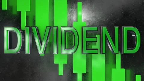 Dividend text title graphic 3D render for stock market Illustrazione stock