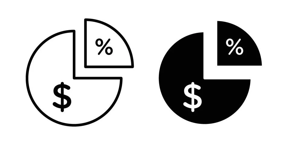 Dividend yield icon linear versions pack on white background Stock Illustration