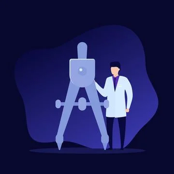 Divider and an engineer, vector art Stock Illustration