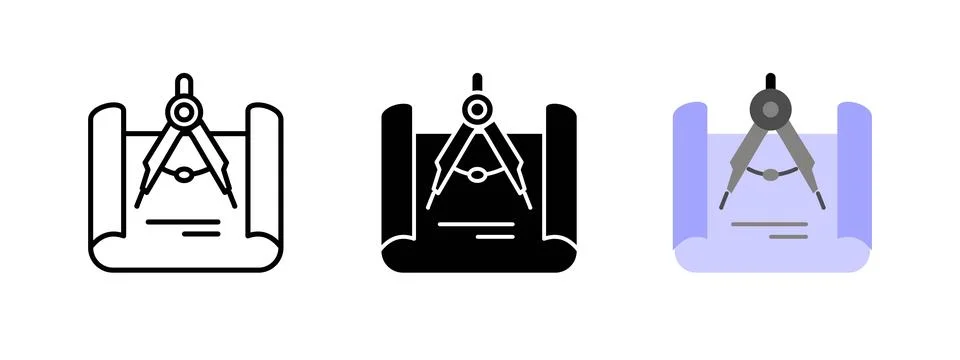 Divider with blueprint icon. Drafting geometry vector illustration. Enginee.. Stock Illustration