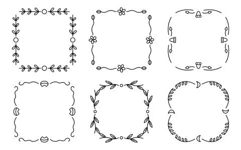 Divider frames flower heart, moon and leafy set Stock Illustration