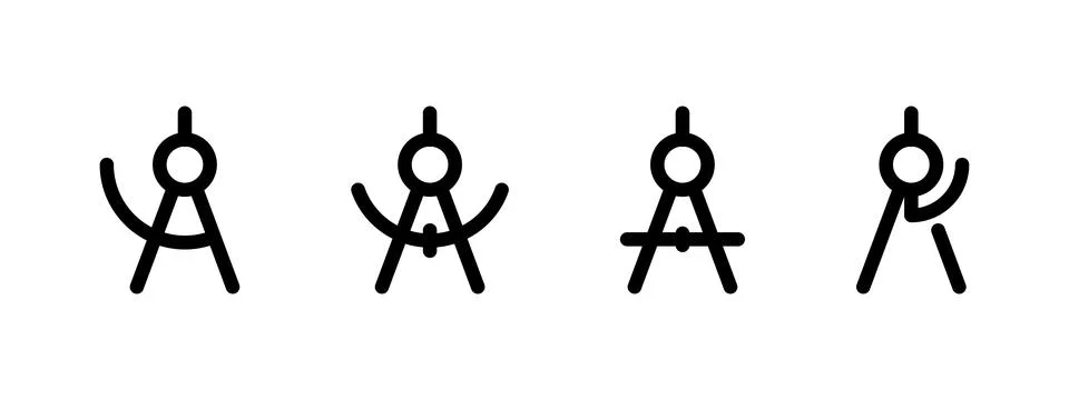 Divider icon set. Simple math compass vector illustration collection. Draft.. 스톡 일러스트