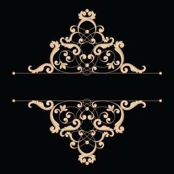 Divider or frame in calligraphic retro style isolated on black background. Stock Illustration