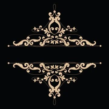 Divider or frame in calligraphic retro style isolated on black background. Stock Illustration