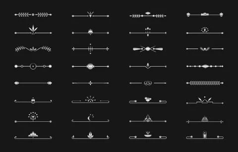 Divider silver line set art deco vector page text Stock Illustration