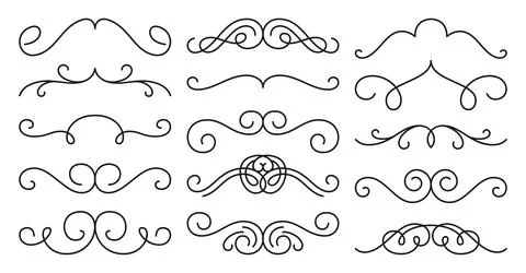 Divider swirl border decor line flourish scroll Stock Illustration