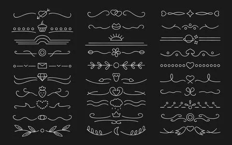 Divider thin line element gradient silver set Stock Illustration