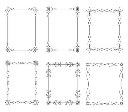 Divider vintage book calligraphic frames line set Stock Illustration
