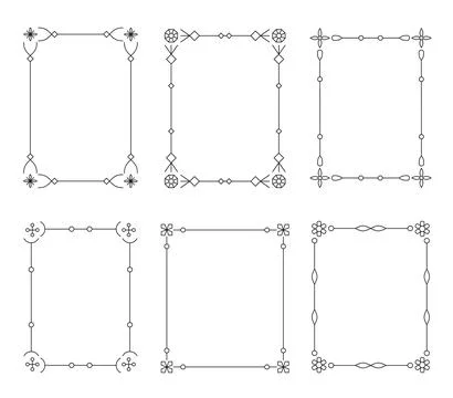 Divider vintage book calligraphic frames line set Illustrazione stock