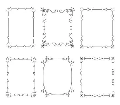 Divider vintage book calligraphic frames line set Stock Illustration