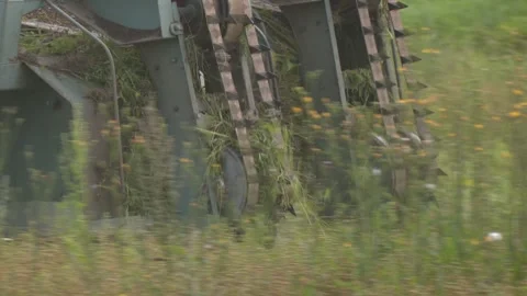 Dividers and harvesting elements of a flax harvester. Stock-Footage 257290106