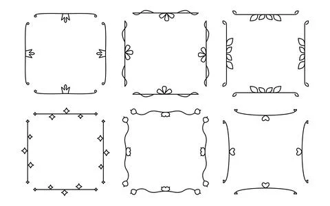 Dividers black decorative square frames retro set Stock Illustration