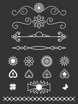 Dividers, borders and line art design elements Stock Illustration