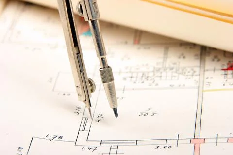 Dividers on a draft 스톡 사진