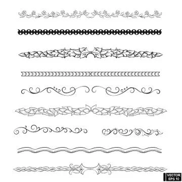 Dividers, hands draw set. Stock Illustration