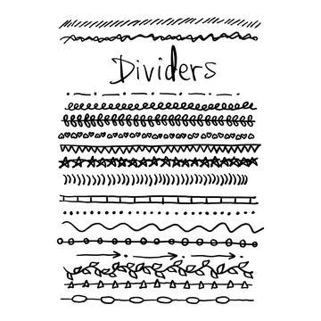 Dividers set vector illustration sketch hand drawn with black lines isolated Stock Illustration