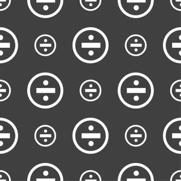 Dividing icon sign. Seamless pattern on a gray background. Illustrazione stock