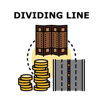 Dividing line concept with room screen, coins, and road Illustrazione stock
