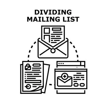 Dividing mailing list concept for email marketing campaign Ilustração Stock