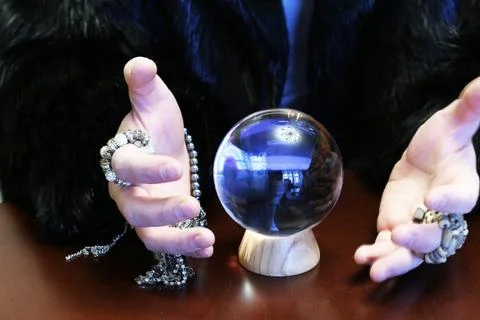 Divination by the crystal ball 스톡 사진